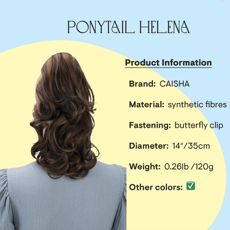 CAISHA 14" Wavy Clip On Ponytail With Butterfly Clip Hairpiece Heat-resistant Synthetic Fibres Brown Mix H92 - Image 2